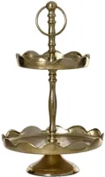 Decoris etagere aluminium 2-laags 20x35cm goud
