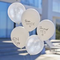 Ballonnen Mix Vrijgezellenfeest Wit/Zilver (5st)