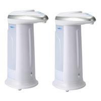 2x stuks zeep/geldispensers met sensor wit 330 ml - Zeeppompjes - thumbnail