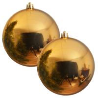 Decoris grote kerstbal - 2x - goud - glans - kunststof - 14 cm - onbreekbaar - kerstversiering Decoris grote kerstbal - 2x - goud - glans - kunststof - 14 cm - onbreekbaar - kerstversiering