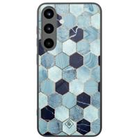 Samsung Galaxy S25 glazen hardcase - Blue cubes