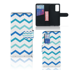 Huawei P40 Telefoon Hoesje Zigzag Blauw