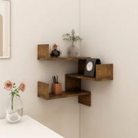 Hoekwandschap 40x40x50 cm bewerkt hout gerookt eikenkleurig