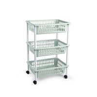 Opberg organiser trolleys/roltafels met 3 manden 62 cm in het mintgroen - thumbnail