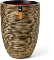 Capi nature elegant laag rib nl kunststof vaas 34x46 cm zwart, goud