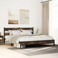 Bedframe zonder matras metaal gerookt eikenkleurig 183x213 cm