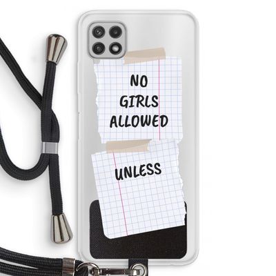 No Girls Allowed Unless: Samsung Galaxy A22 4G Transparant Hoesje met koord