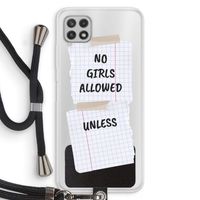 No Girls Allowed Unless: Samsung Galaxy A22 4G Transparant Hoesje met koord