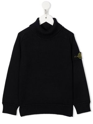 Stone Island Junior pull à patch logo - Bleu