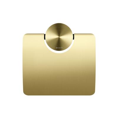 Toiletaccessorieset Geesa Opal | Toiletborstel met houder - Toiletrolhouder met klep - Handdoekhaak | Goud geborsteld