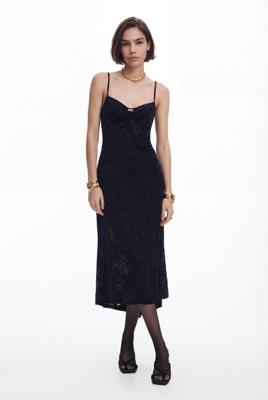 Satijnen midijurk - BLACK - XL