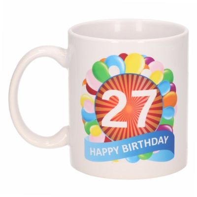 Verjaardag ballonnen mok / beker 27 jaar