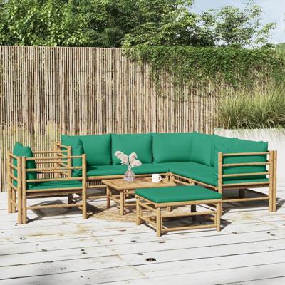 8-delige Loungeset met kussens bamboe groen