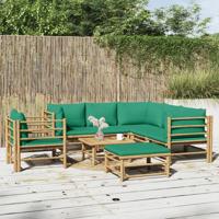 8-delige Loungeset met kussens bamboe groen