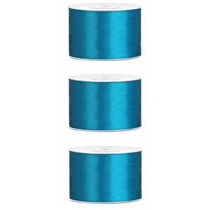 3x Hobby/decoratie turquoise satijnen sierlinten 5 cm/50 mm x 25 meter