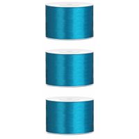 3x Hobby/decoratie turquoise satijnen sierlinten 5 cm/50 mm x 25 meter