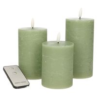 LED Stompkaarsen met afstandsbediening - 3x - jade groen - 10/12.5/15 cm LED Stompkaarsen met afstandsbediening - 3x - jade groen - 10/12.5/15 cm
