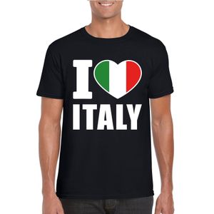 Zwart I love Italie fan shirt heren