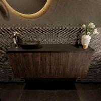 Mondiaz Fowy toiletmeubel 120cm dark brown met blad en waskom urban links 1 kraangat