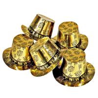 Feest hoedje Happy New Year - 30x - goud - karton - oud en nieuw party accessoires