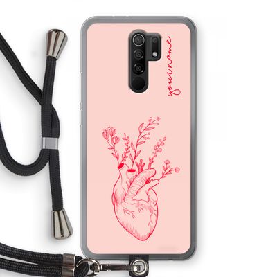 Blooming Heart: Xiaomi Redmi 9 Transparant Hoesje met koord