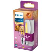 Philips LED Kaars Transparant - 60 W - E14 - Dimbaar warmwit licht