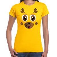 Dieren verkleed t-shirt dames - giraf gezicht - carnavalskleding - geel - thumbnail