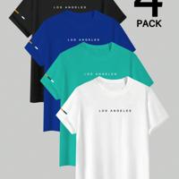 Bon&Bon Men's Letter Print Short Sleeve T-Shirt - 4 Piece Set Multicolor2 / L