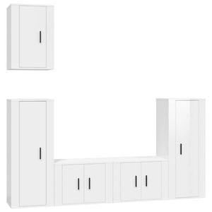 The Living Store Tv-meubel set - 2x 57x34.5x40 cm - 2x 40x34.5x100 cm - 1x 40x34.5x60 cm - Hoogglans wit