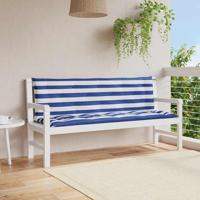 Tuinbankkussens 2 st gestreept 150x50x7 cm stof wit en blauw