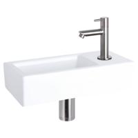 Differnz Ravo fonteinset keramiek - kraan recht - 38.5 x 18.5 x 9 cm - mat chroom