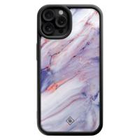 iPhone 12 Pro zwarte case - Marmer paars