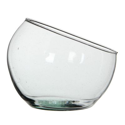 Bloemen of planten vaas Boly - gerecycled glas - helder transparant - D16 x H15 cm