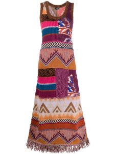 ETRO robe longue en maille intarsia - Marron