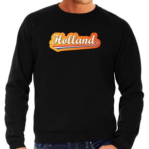 Zwarte sweater / trui Holland / Nederland supporter Holland met Nederlandse wimpel EK/ WK voor heren