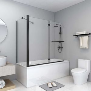 VidaXL Douche klapwand 120x68x130 cm esg zwart