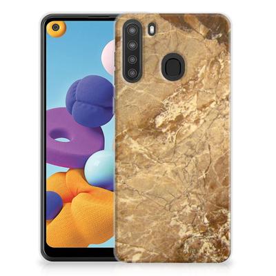 Samsung Galaxy A21 | TPU | Siliconen hoesje | Marmer Creme