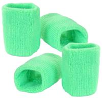 Pols zweetbandjes neon groen - voor volwassenen - 4x stuks