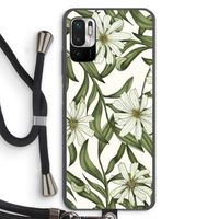 Wit bloemenpatroon: Xiaomi Redmi Note 10 5G Transparant Hoesje met koord