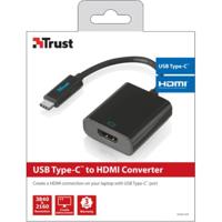 Trust usb type-c - hdmi adapter usb-adapter (zwart, 21011)