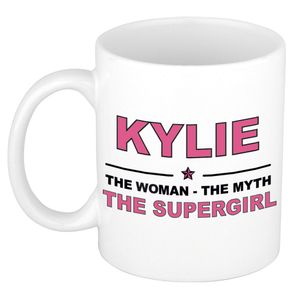 Kylie The woman, The myth the supergirl cadeau koffie mok / thee beker 300 ml