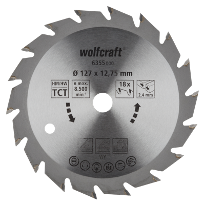 Wolfcraft Handcirkelzaagblad | HM | 18 Zähne | Ø127mm | 1 stuk - 6355000