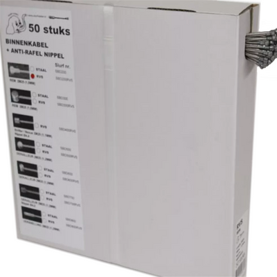 Slurf Binnenkabel RVS, peer per 50