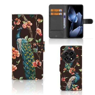 OnePlus 13 | Telefoonhoesje | Met pasjeshouder | Pauw met Bloemen