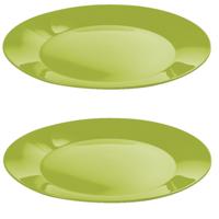 Ontbijtbordjes - 6x st - groen - 21 cm - hard kunststof - dinerborden - camping bordjes