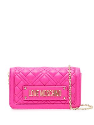 Love Moschino sac à bandoulière matelassé à plaque logo - Rose