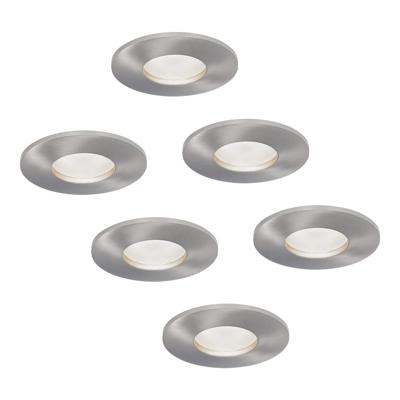 Set van 6 Vegas - LED platte inbouwspots met lage inbouwdiepte 60mm - 3,8 Watt 270 Lumen - 6000K Daglicht wit - GU10 LED Module - Dimbaar - Rond - IP44 voor badkamer, buiten en binnen - RVS