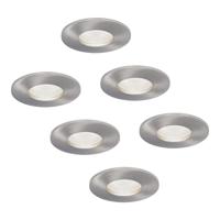 Set van 6 Vegas - LED platte inbouwspots met lage inbouwdiepte 60mm - 3,8 Watt 270 Lumen - 6000K Daglicht wit - GU10 LED Module - Dimbaar - Rond - IP44 voor badkamer, buiten en binnen - RVS