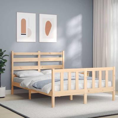 Bedframe met hoofdbord massief hout