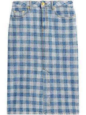 AMI Paris minijupe en jean à carreaux vichy - Bleu